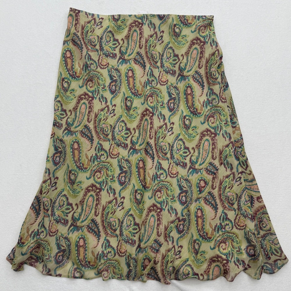 Lane Bryant Paisley Print Midi Skirt Women's Size 18/20 Metallic Sheen‎ A Line